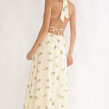 Under The Moons Tied Front Maxi Dress Floral Yellow