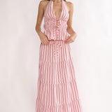 Under The Moons A-Line Maxi Skirt Stripe Pink