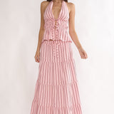Under The Moons A-Line Maxi Skirt Stripe Pink