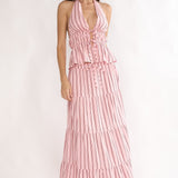 Under The Moons A-Line Maxi Skirt Stripe Pink