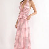 Under The Moons A-Line Maxi Skirt Stripe Pink
