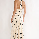 Under The Moons A-Line Maxi Skirt Polka Dot Beige