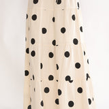 Under The Moons A-Line Maxi Skirt Polka Dot Beige