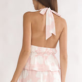 Under The Moons Tied Front Halter Top Floral
