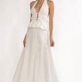 Under The Moons A-Line Maxi Skirt White