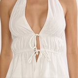 Under The Moons Tied Front Halter Top White
