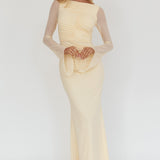Luna Love Long Sleeve Mesh Maxi Dress Cream