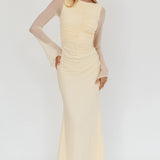Luna Love Long Sleeve Mesh Maxi Dress Cream