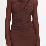 Luna Love Long Sleeve Mesh Maxi Dress Chocolate
