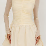 Elowin Long Sleeve Bubble Hem Mini Dress Cream