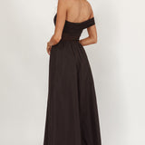Uma One Sleeve Sheer Waist Midi Dress Black