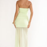 Lumiere Strapless Sheer Mesh Dress Lime