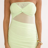 Lumiere Strapless Sheer Mesh Dress Lime
