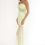 Lumiere Strapless Sheer Mesh Dress Lime