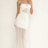 Lumiere Strapless Sheer Mesh Dress White