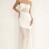 Lumiere Strapless Sheer Mesh Dress White