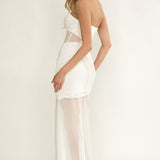 Lumiere Strapless Sheer Mesh Dress White