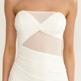 Lumiere Strapless Sheer Mesh Dress White