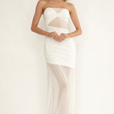 Lumiere Strapless Sheer Mesh Dress White