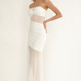 Lumiere Strapless Sheer Mesh Dress White