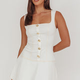 Big Plans Button Front Mini Dress White