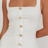 Big Plans Button Front Mini Dress White