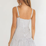 Rachelle Tied Bust Ruched Mini Dress Spotted White/Navy