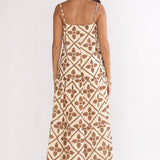 Lysette Pintuck Pleat Maxi Dress Brown Multi