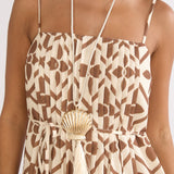 Lysette Pintuck Pleat Maxi Dress Brown Multi