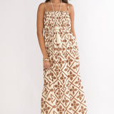Lysette Pintuck Pleat Maxi Dress Brown Multi