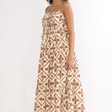 Lysette Pintuck Pleat Maxi Dress Brown Multi