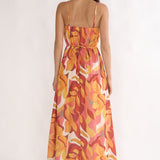 Lysette Pintuck Pleat Maxi Dress Print Orange