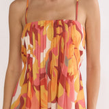 Lysette Pintuck Pleat Maxi Dress Print Orange