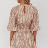 Ezriah Puff Sleeve Mini Dress Print Coffee