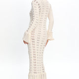 Portside Long Sleeve Knit Maxi Dress Cream