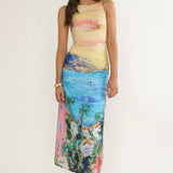 No Ordinary Girl Tied Back Maxi Dress Euro Print