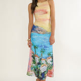 No Ordinary Girl Tied Back Maxi Dress Euro Print
