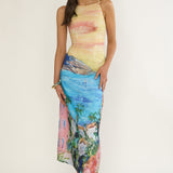 No Ordinary Girl Tied Back Maxi Dress Euro Print