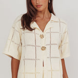 Sailor Knit Gold Button Top Cream