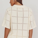 Sailor Knit Gold Button Top Cream