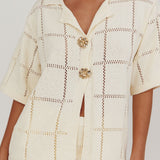 Sailor Knit Gold Button Top Cream