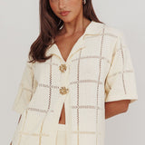 Sailor Knit Gold Button Top Cream