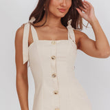 Post It Tied Shoulder Button Front Top Cream