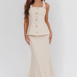 Post It Tied Shoulder Button Front Top Cream