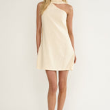 Gizelle One-Shoulder Scarf Mini Dress Oat