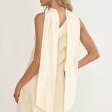 Gizelle One-Shoulder Scarf Mini Dress Oat