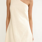 Gizelle One-Shoulder Scarf Mini Dress Oat