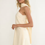 Gizelle One-Shoulder Scarf Mini Dress Oat