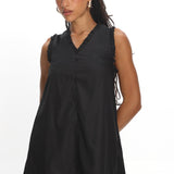 Marava Frill Trim Baby Doll Mini Dress Black