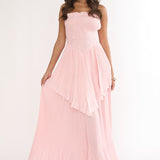 Delin Smocked Layered Maxi Dress Blush